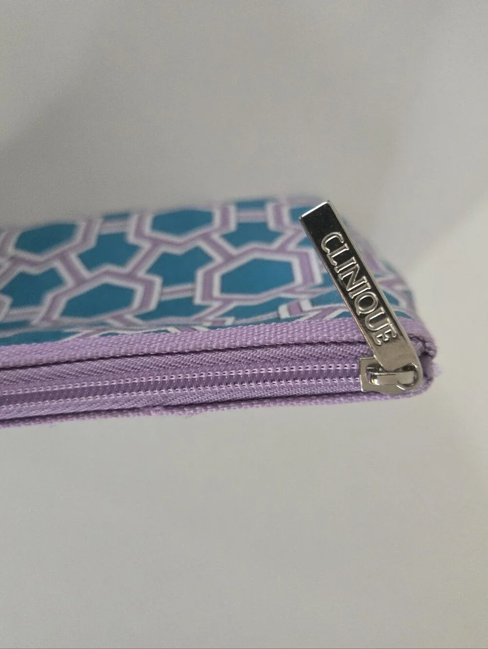Clinique x Jonathan Adler Teal Lavender Geometric Makeup Cosmetic Bag